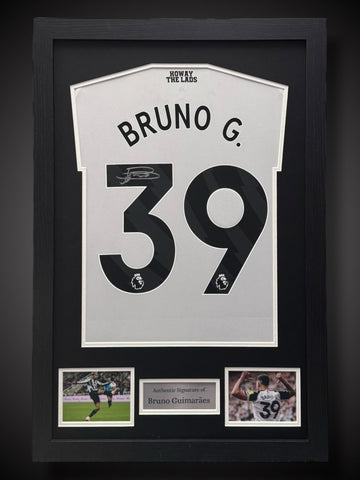 Bruno Guimaraes Hand Signed In Silver Pen Framed Newcastle Football Shirt £2490