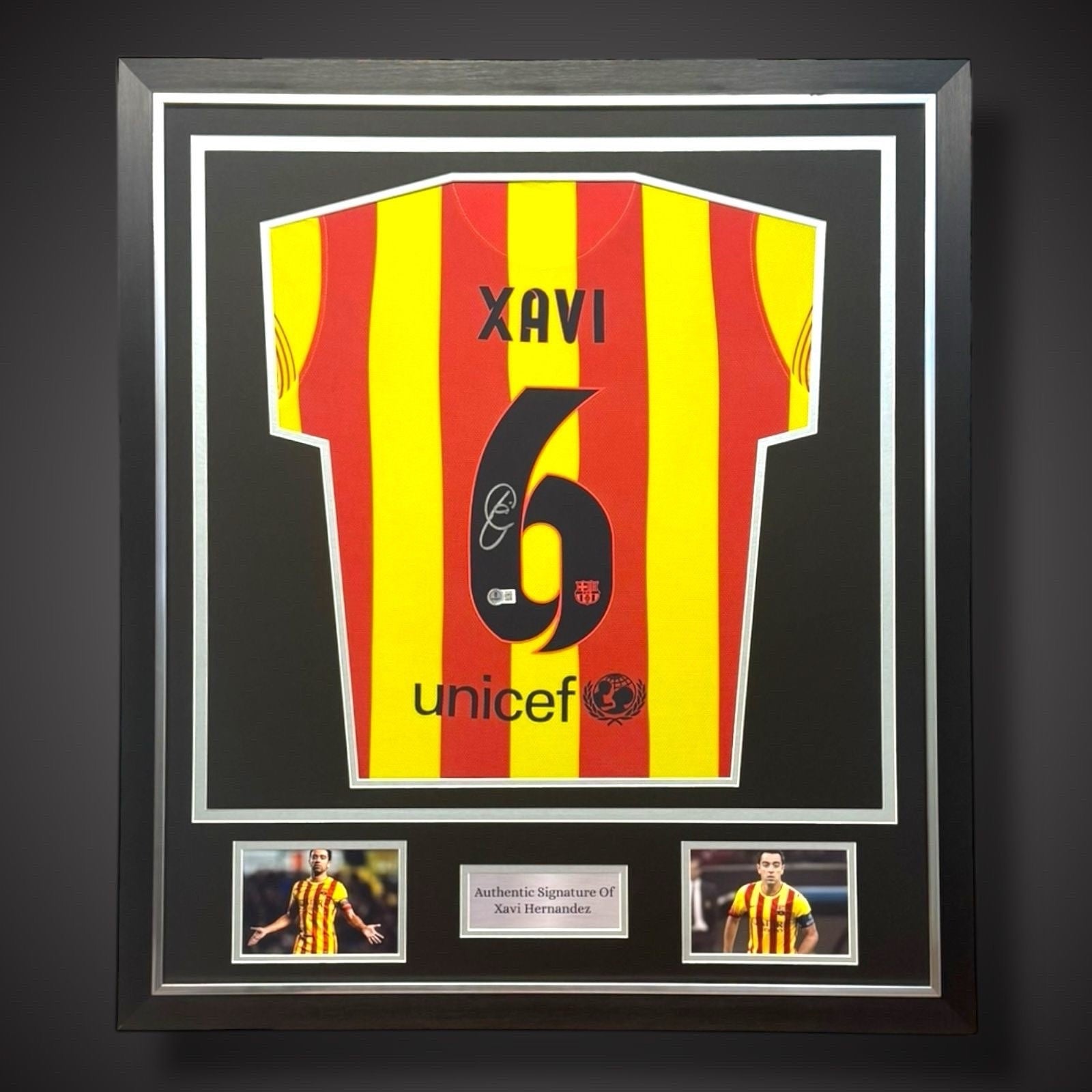 Xavi Hernandez Hand Signed Deluxe Framed Barcelona Football Shirt 2014/15 £3990