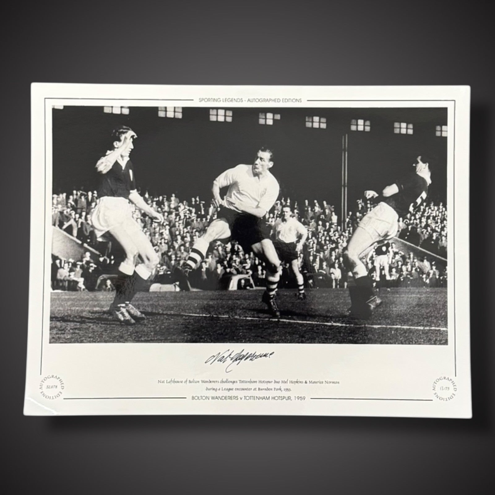 FRAMED Bolton Wanderers V Tottenham Hotspur - Nat Lofthouse Hand Signed Photo1