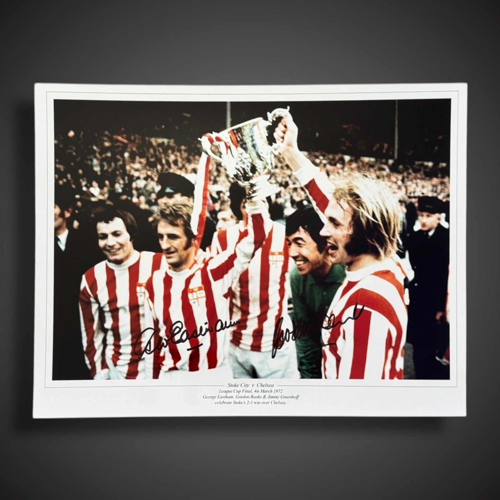 Stoke City Cup Win Signed Gordon Banks & George Eastham COA Superb £30 12X160