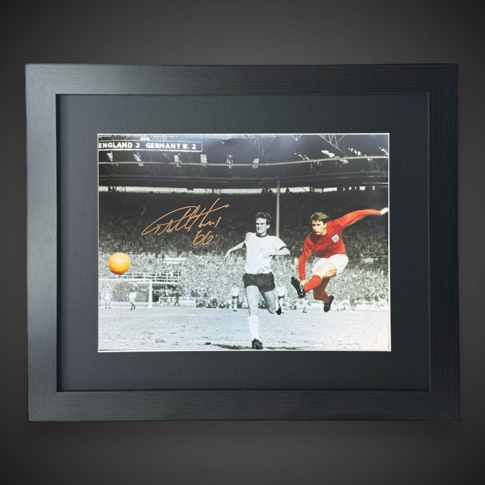 Framed Sir Geoff Hurst Photo Inscribed ‘66’  In Gold - Limited Available £800