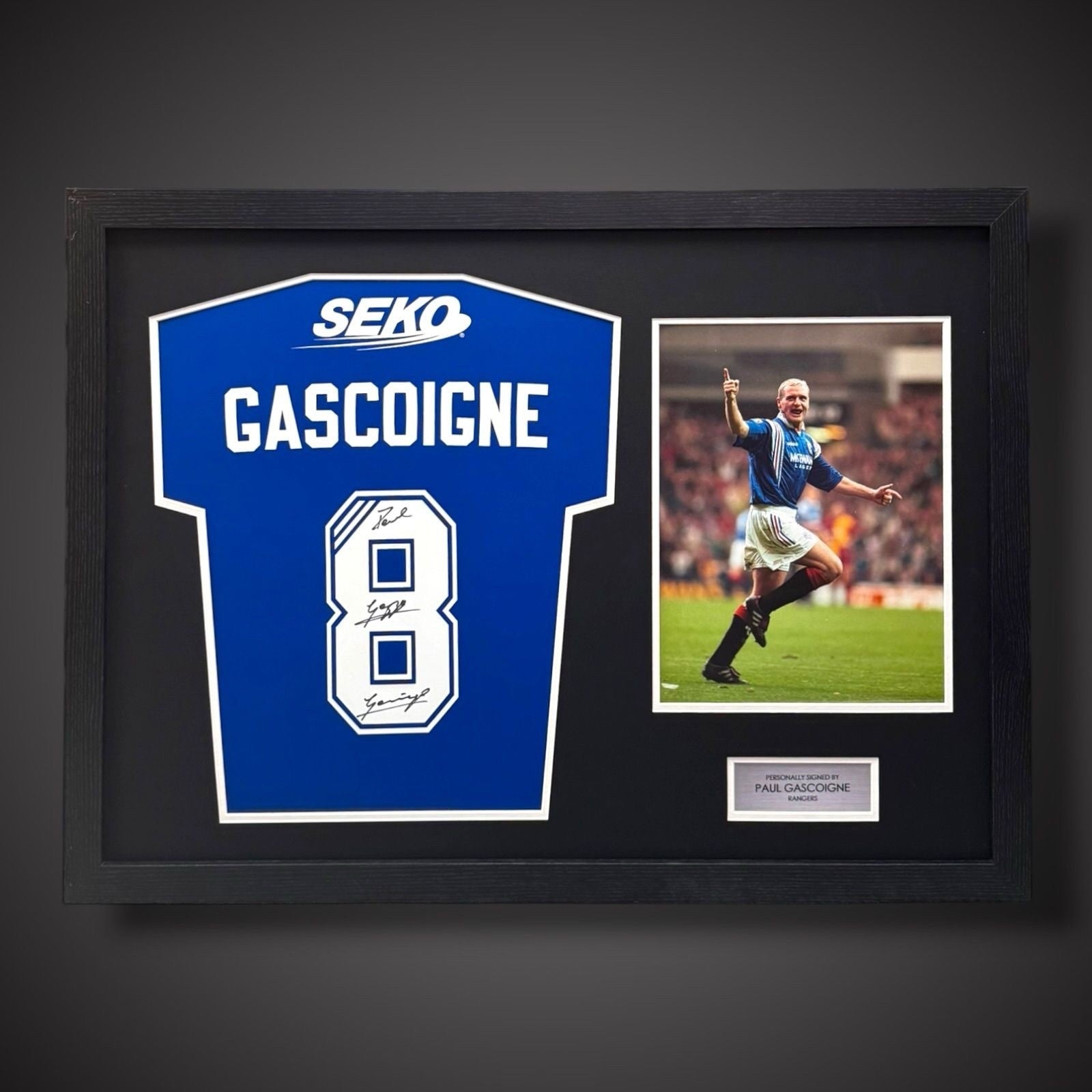 Paul Gascoigne Hand Signed And Pano Framed Rangers Football Shirt £3490