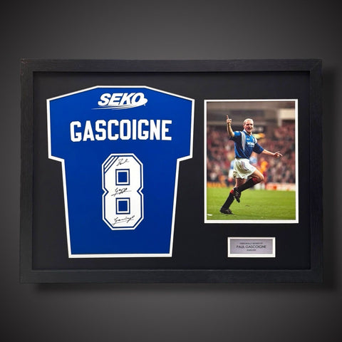 Paul Gascoigne Hand Signed And Pano Framed Rangers Football Shirt £3490