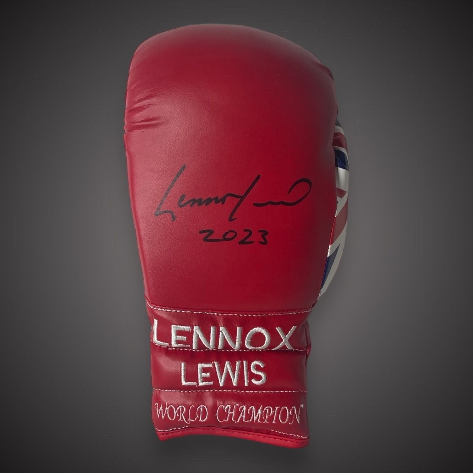 Lennox Lewis Red World Champion Hand Signed Boxing Glove 2023 With COA £2990