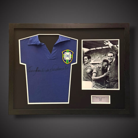 1958 Edson Arantes do Nascimemto Pele Hand Signed And  Pano Framed Shirt £39990