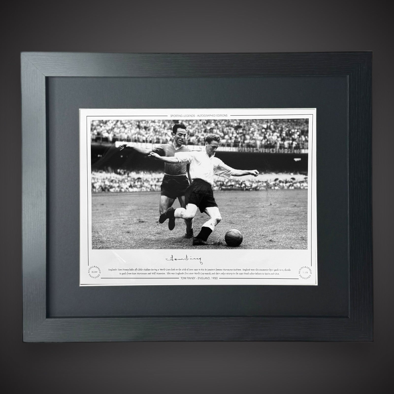 FRAMED Tom Finney England 1950 Hand Signed Photo £450