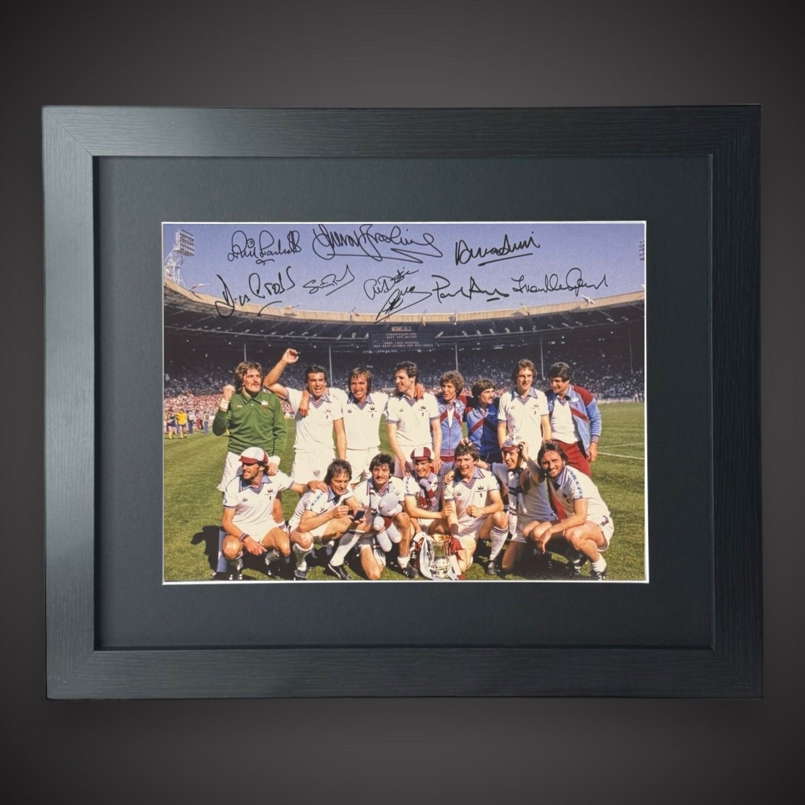 West Ham 1980 FA Cup Final Team Signed Photograph Framed £145 16X120