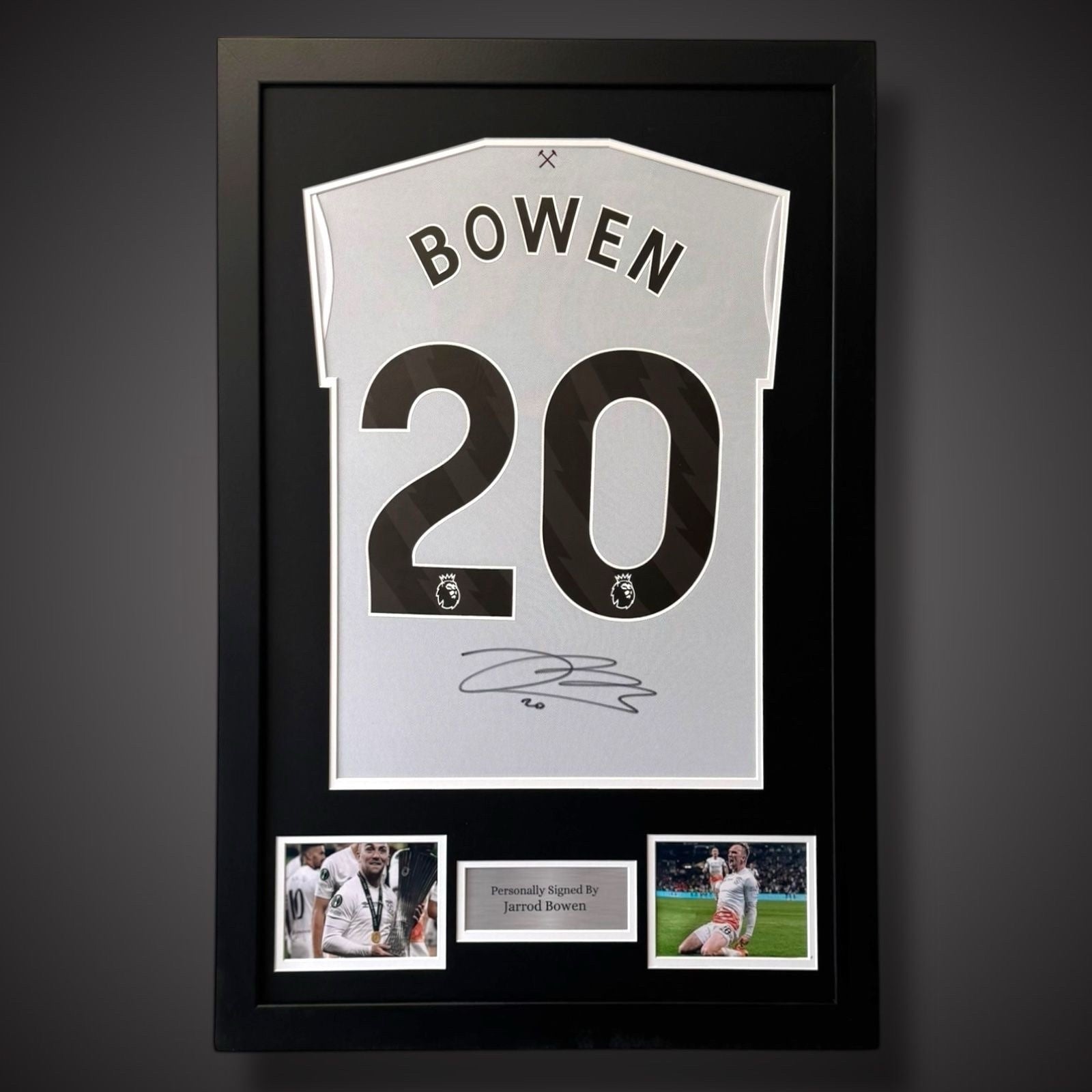 Framed - Jarrod Bowen Hand Signed West Ham Football Shirt With COA £2750
