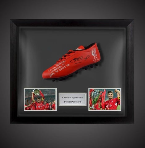Steven Gerrard Hand Signed Liverpool Football Boot With COA In A Dome Frame £2590