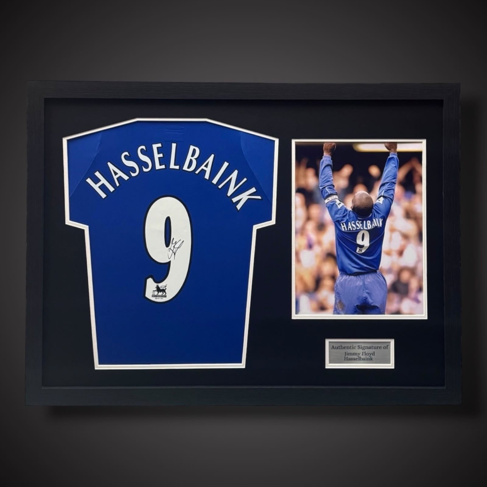 Jimmy Floyd Hasselbaink Hand Signed Chelsea Football Shirt  £349 Pano Framed0