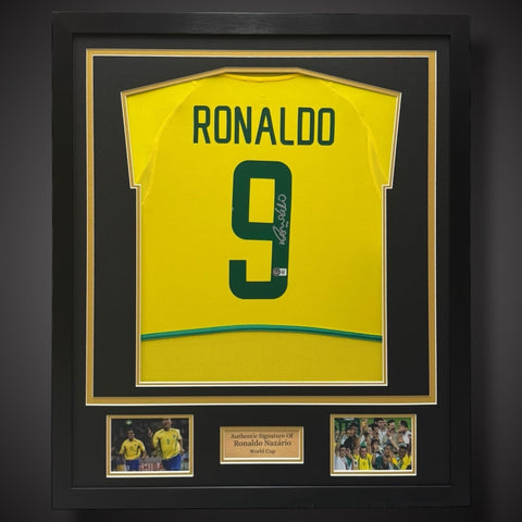 Ronaldo Nazario Signed & Deluxe Framed Brazil Shirt- World Cup £700 With COA0