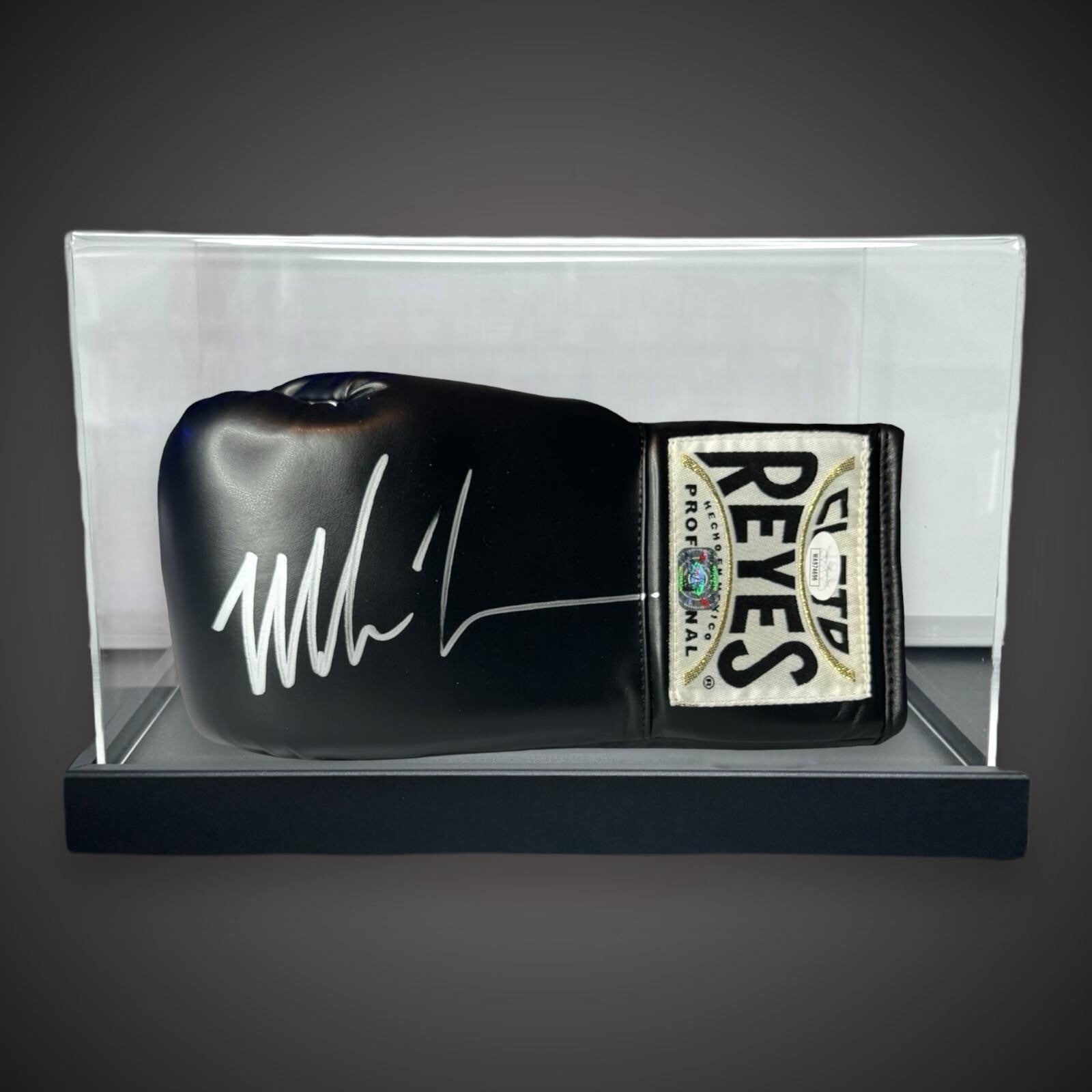 Mike Tyson Hand Signed Reyes Boxing Glove With COA £350 With Acrylic Case Black0