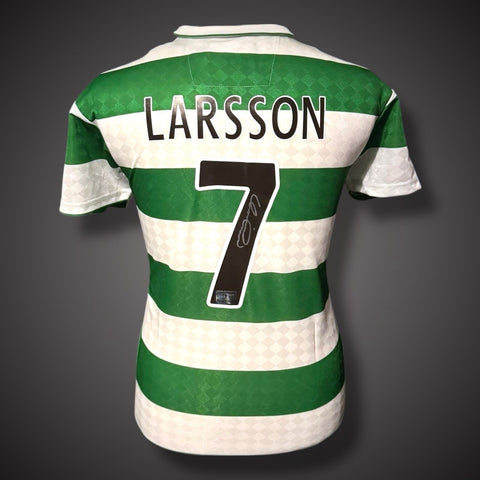 Henrik Larsson Hand Signed Pano Framed  Celtic Shirt With COA £4251