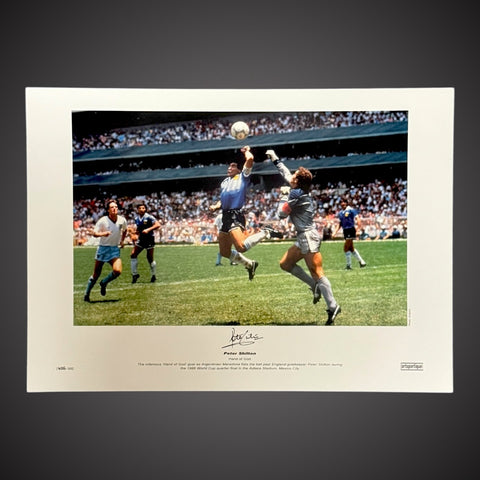 PETER SHILTON SIGNED PHOTO - 1986 WORLD CUP "HAND OF GOD A2 size COA £250