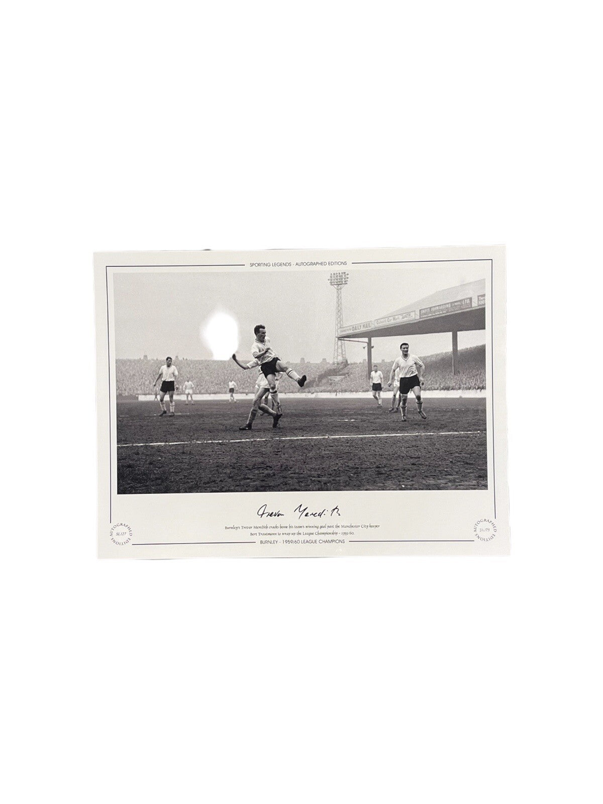 Trevor Meredith Signed Burnley Photo 1959/60 League Champions £250