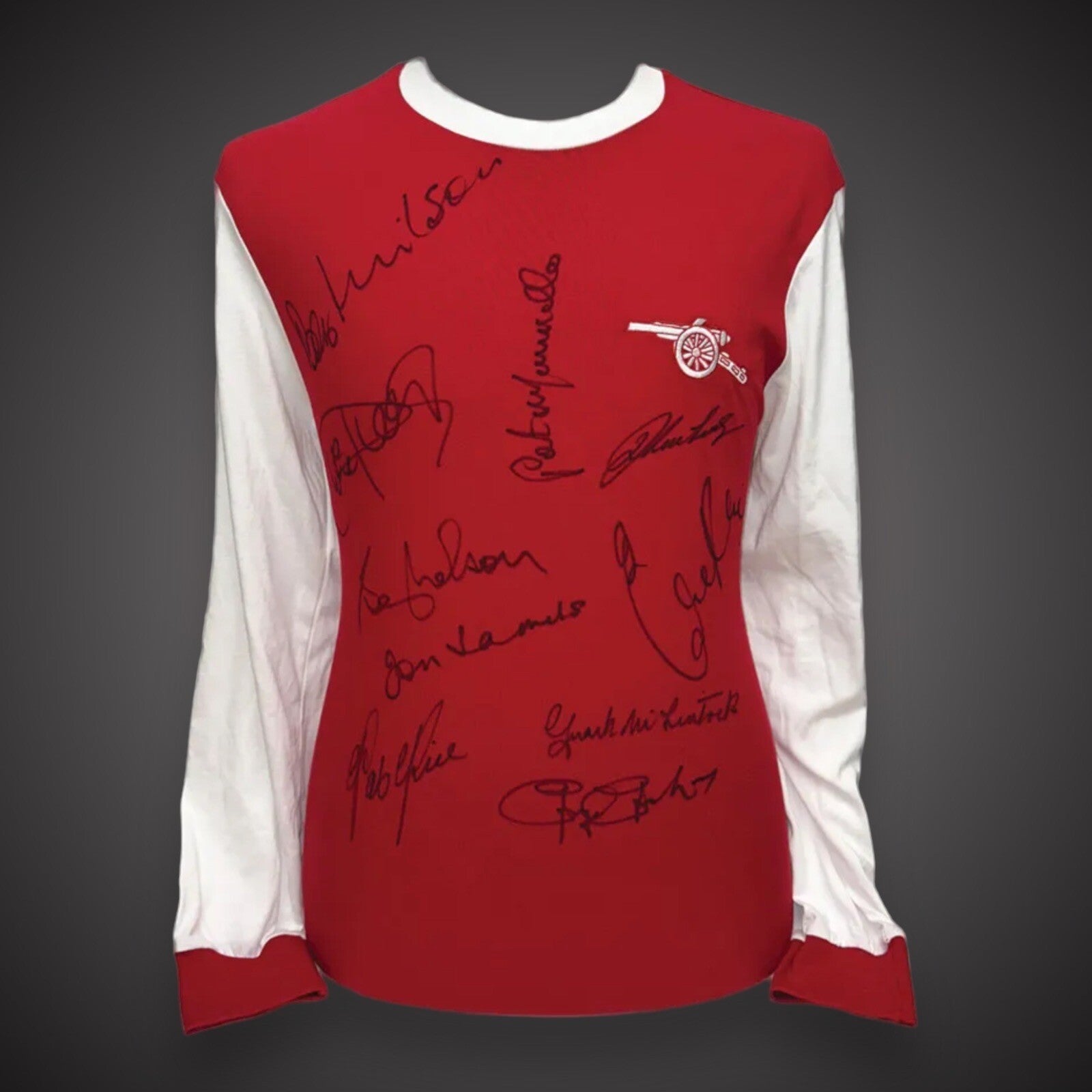 Framed Arsenal 1971 official retro shirt signed by 10 Double winners £3491