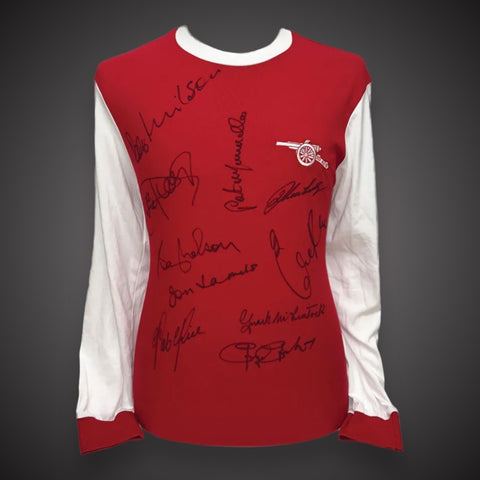 Framed Arsenal 1971 official retro shirt signed by 10 Double winners £3491