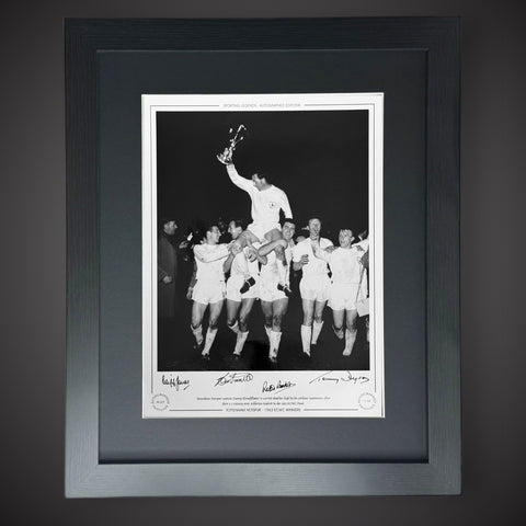 FRAMED Tottenham Hotspur 1963 ECWC Winners Multi Signed By 4 Photo £59.990