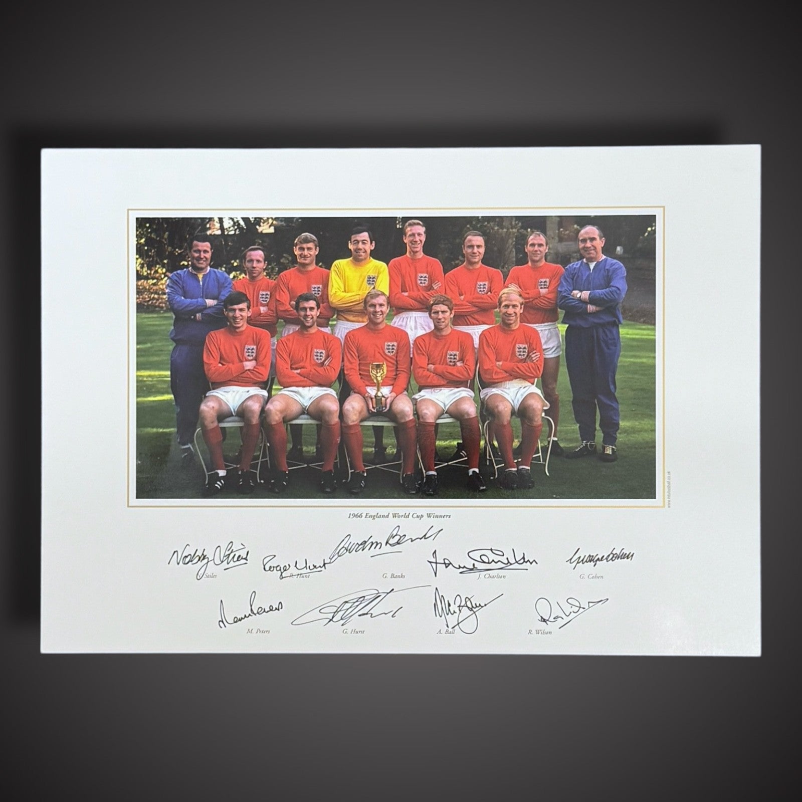 FRAMED England 66 Team Photo Hand Signed By 9 Players £2351