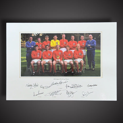 FRAMED England 66 Team Photo Hand Signed By 9 Players £2351
