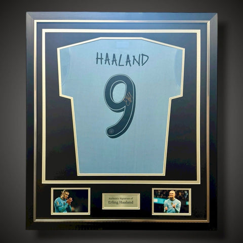Erling Haaland Hand Signed And Deluxe Framed Manchester City Shirt With Coa £3490