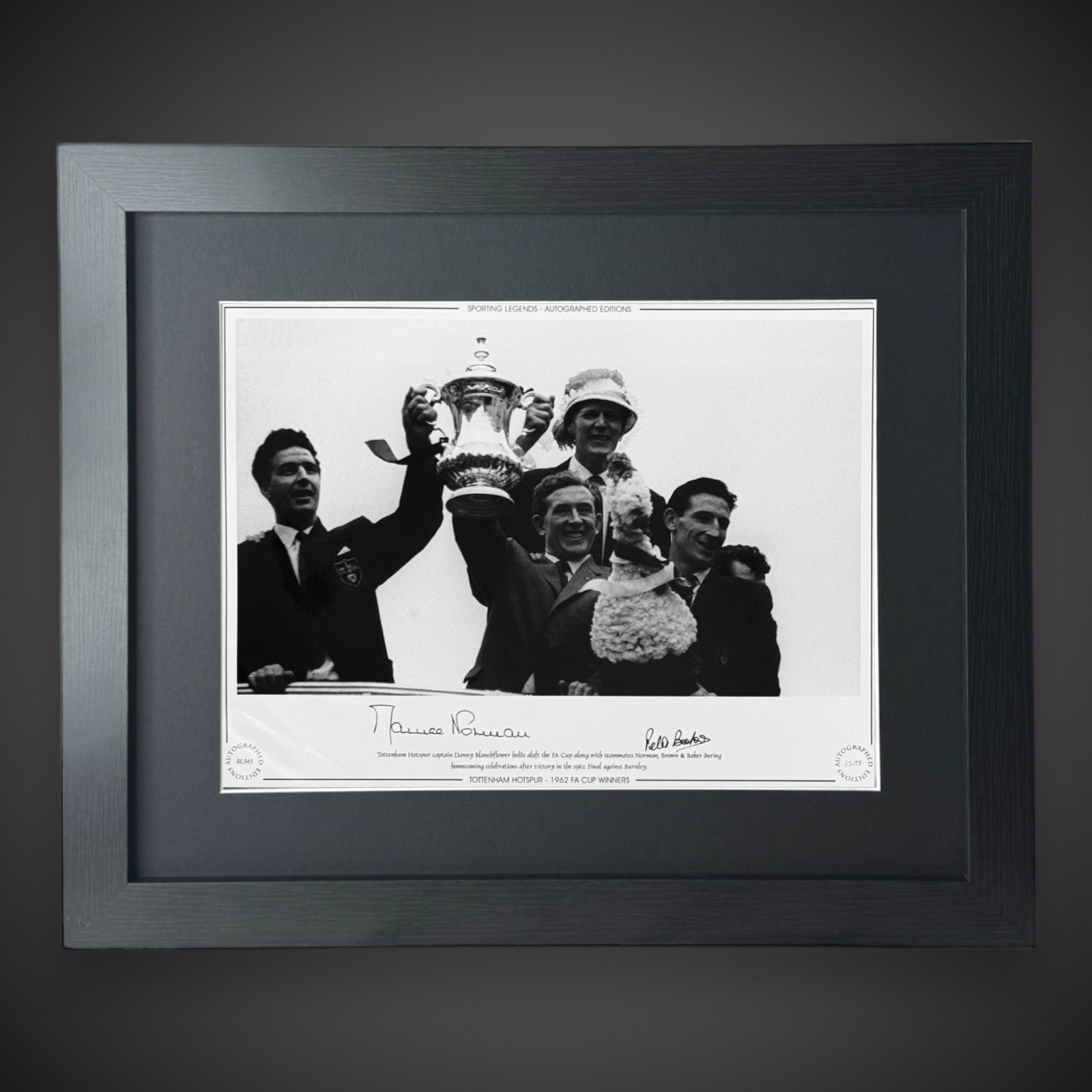 FRAMED TOTTENHAM HOTSPUR MAURICE NORMAN & PETER BAKER SIGNED PHOTO £49 16X120