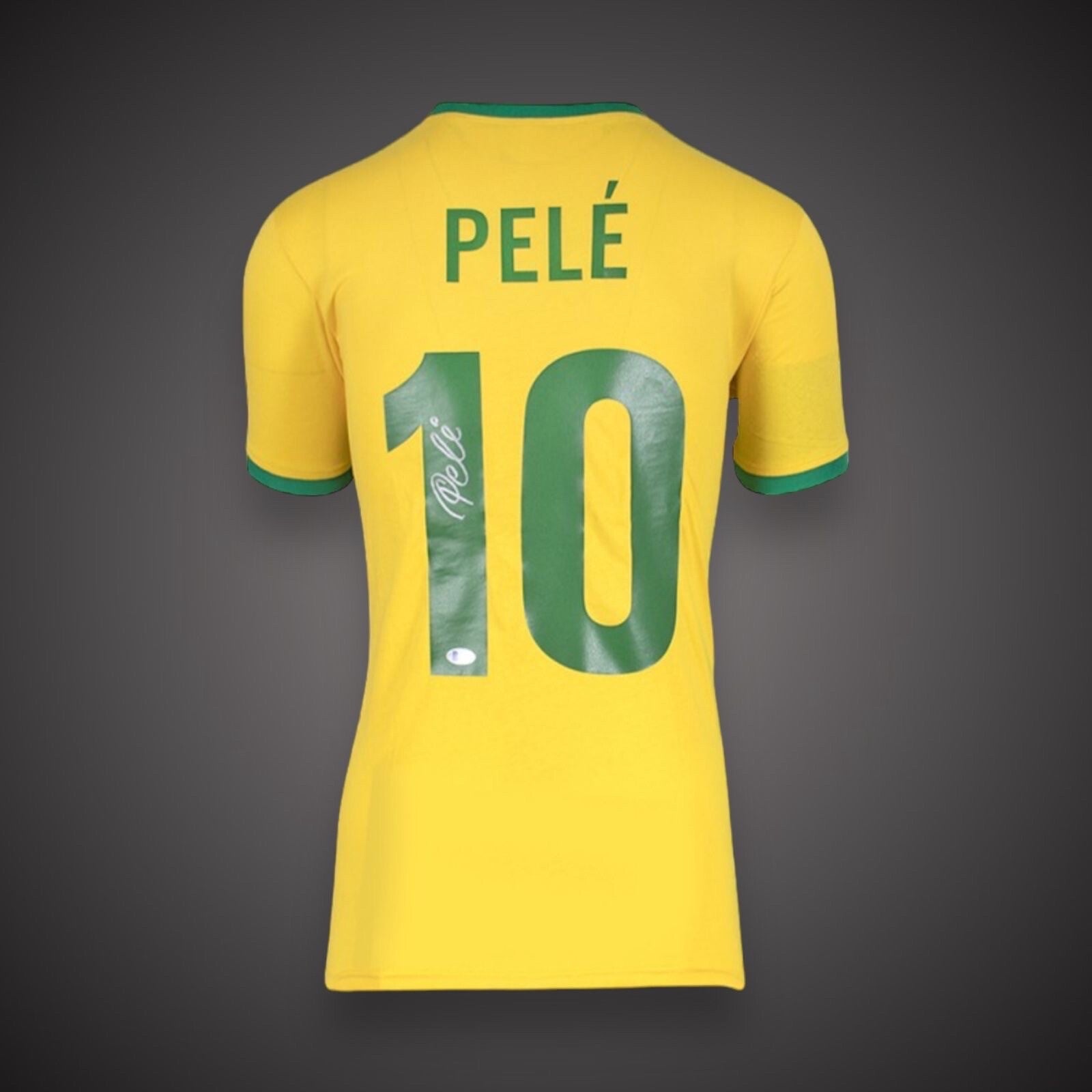 Pele Signed name and number 1970 Brazil shirt great value £650 COA0