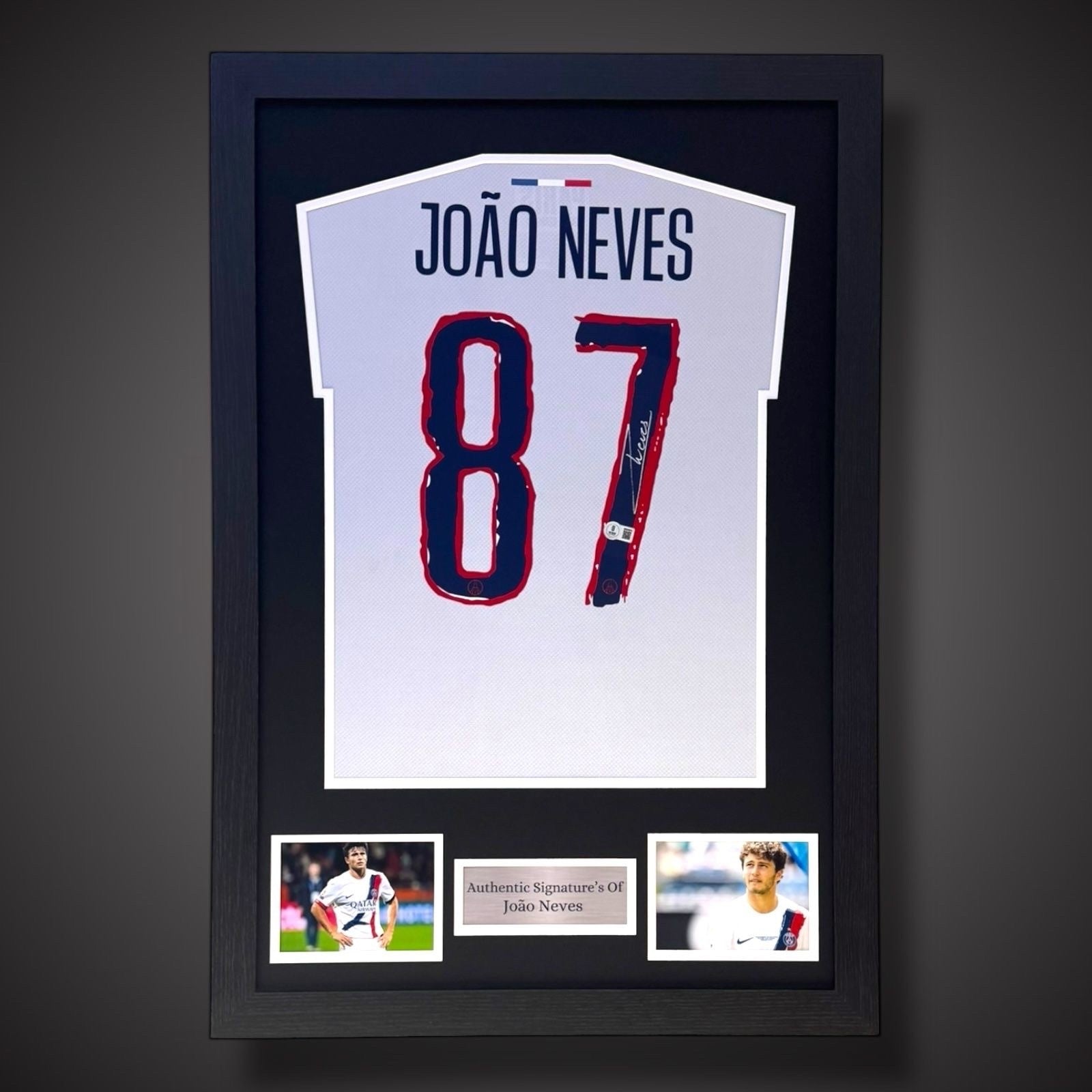 João Neves Paris Saint-Germain (PSG)  Framed Football Shirt With COA £3490