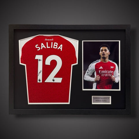 William Saliba Hand Signed Arsenal Football Shirt Pano Framed With COA £3250