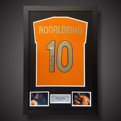 Ronaldinho Hand Signed Barcelona FC Football Shirt Framed £4990