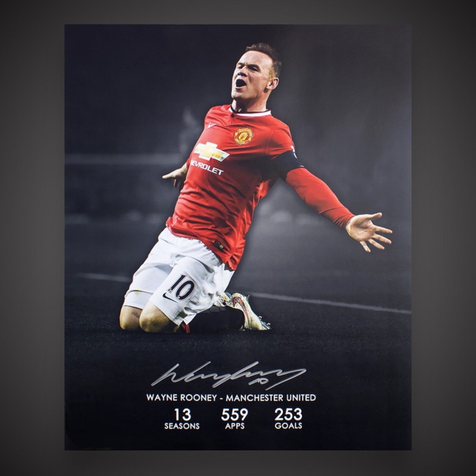 WAYNE ROONEY SIGNED MANCHESTER UNITED CAREER STATS PIC COA £390