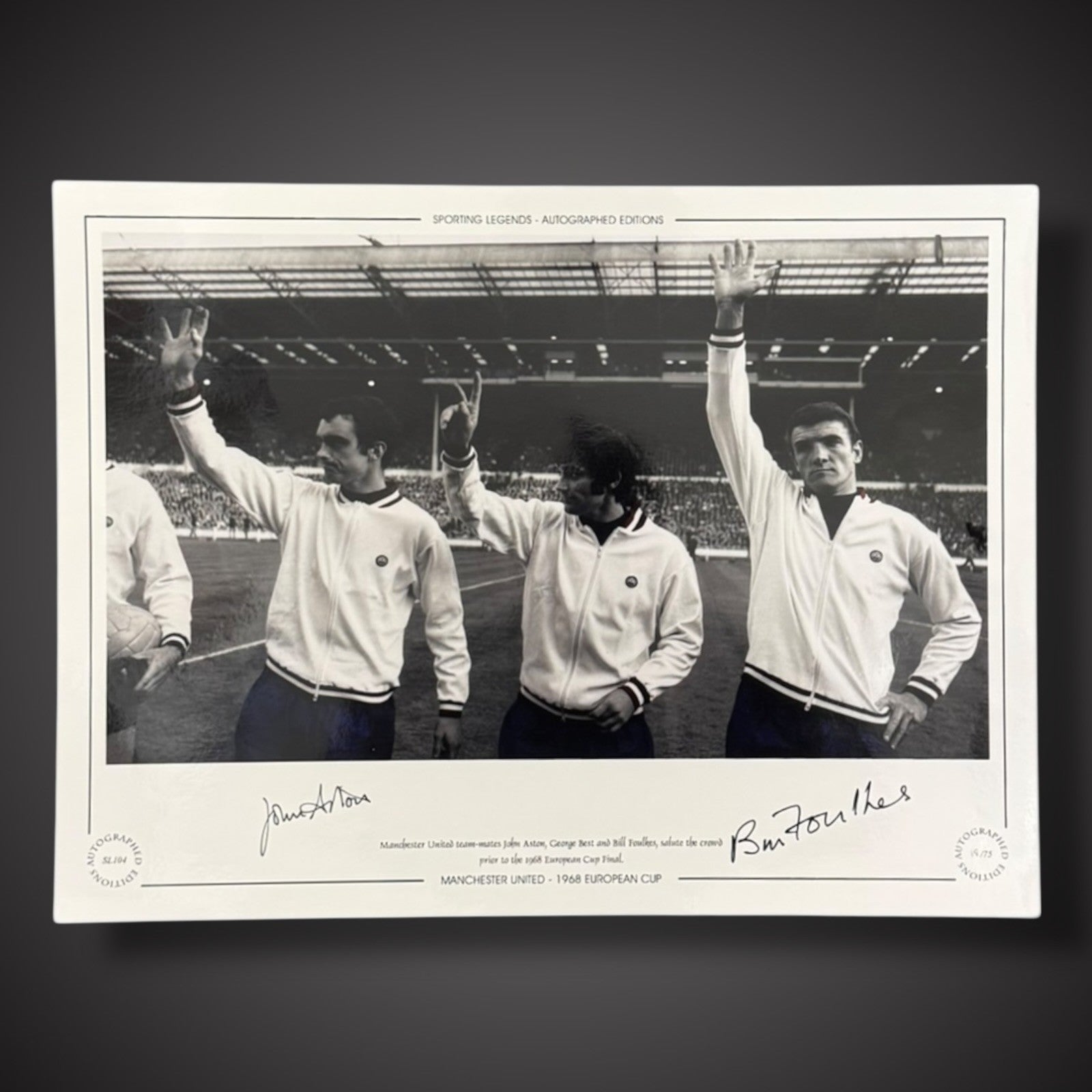 FRAMED John Aston & Bill Foulkes Signed Photo- Manchester United 1968 European1