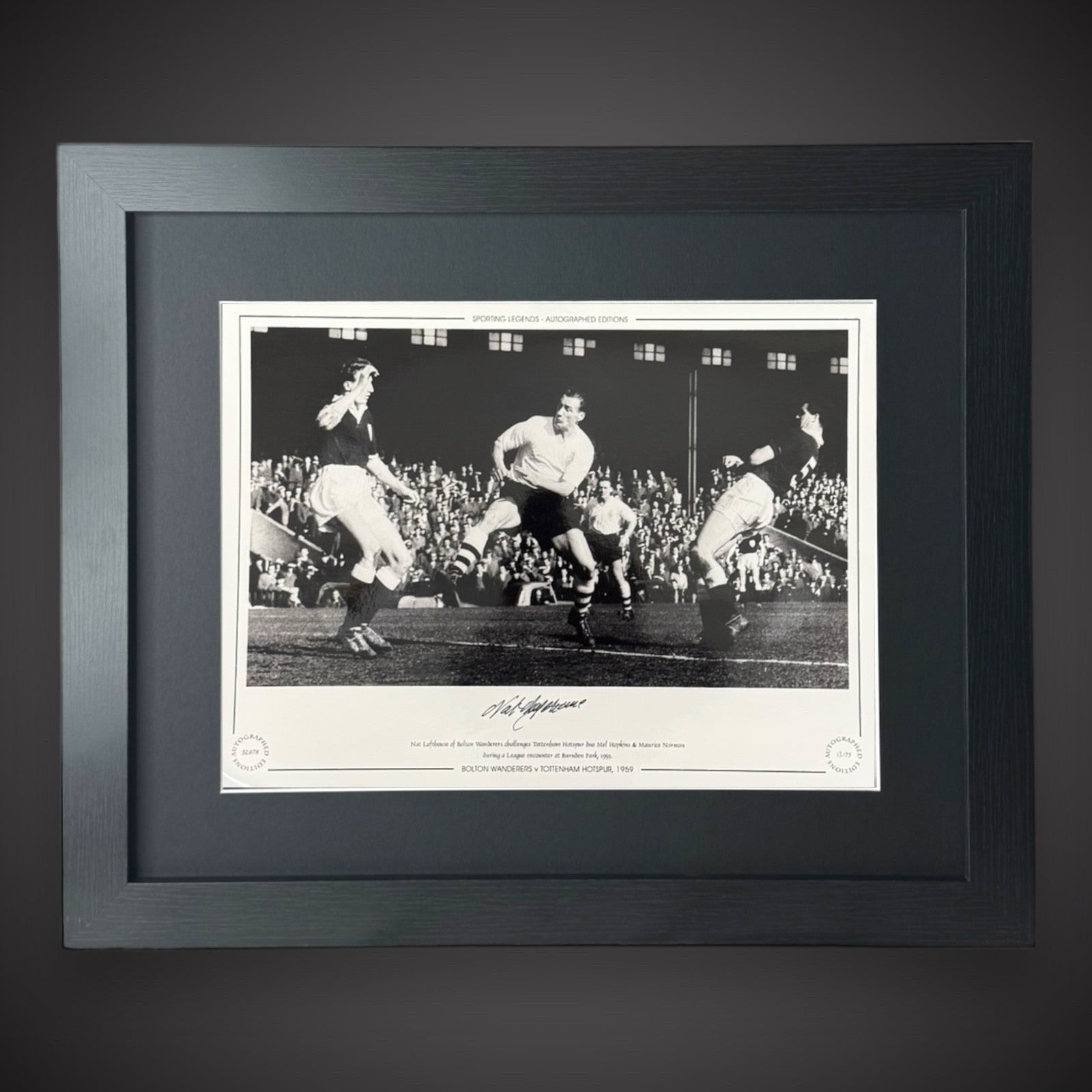 FRAMED Bolton Wanderers V Tottenham Hotspur - Nat Lofthouse Hand Signed Photo0