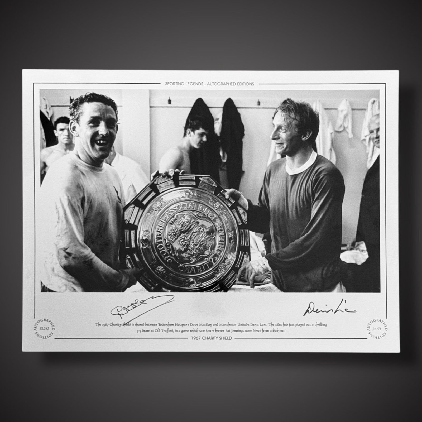 FRAMED Denis Law & Dave MacKay Superstars Of 60s Football Signed Photo £50 16X121