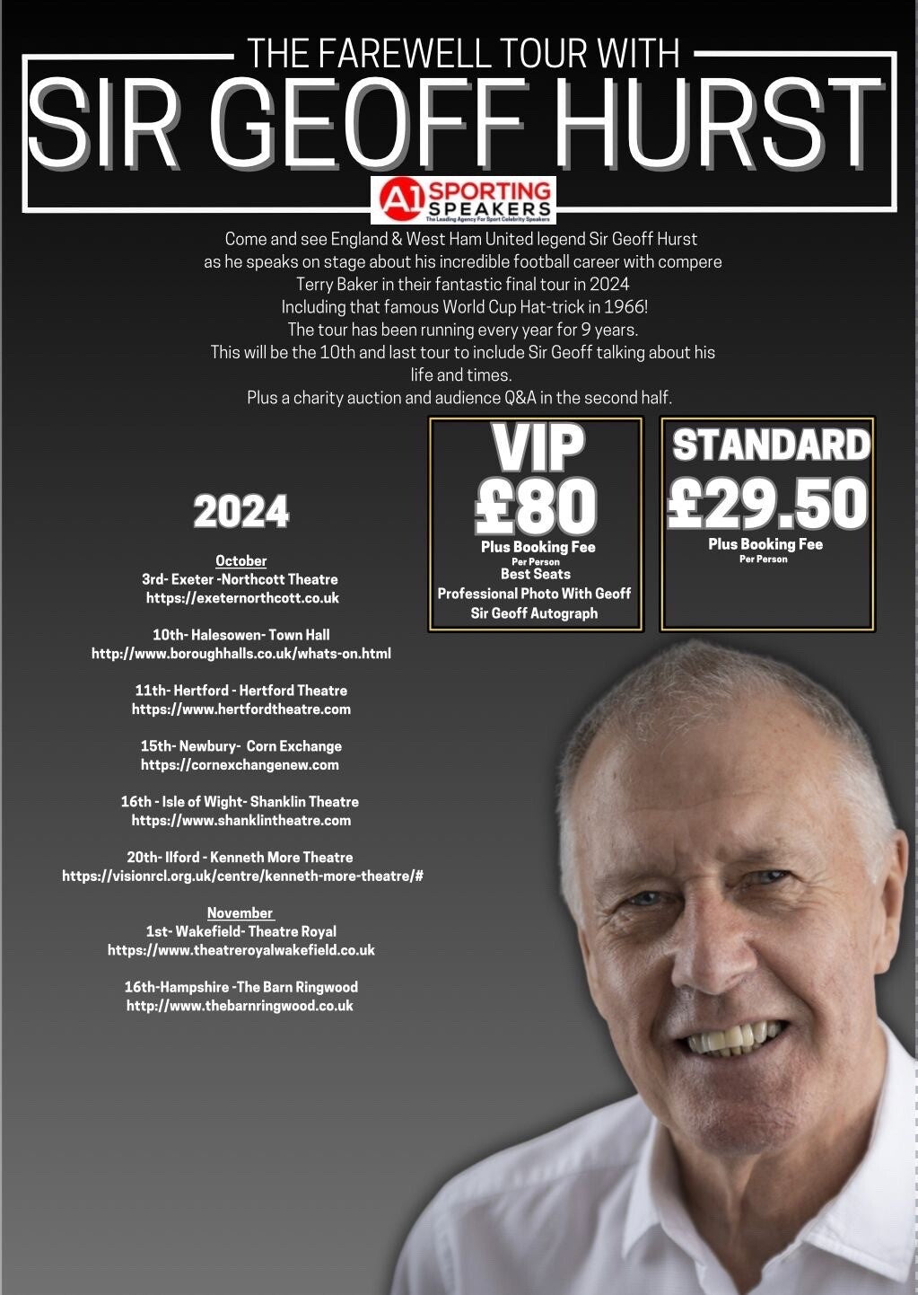 Sir Geoff Hurst TRADE DEAL 3 16x12 Signed Photos Direct From His Agent £49.994