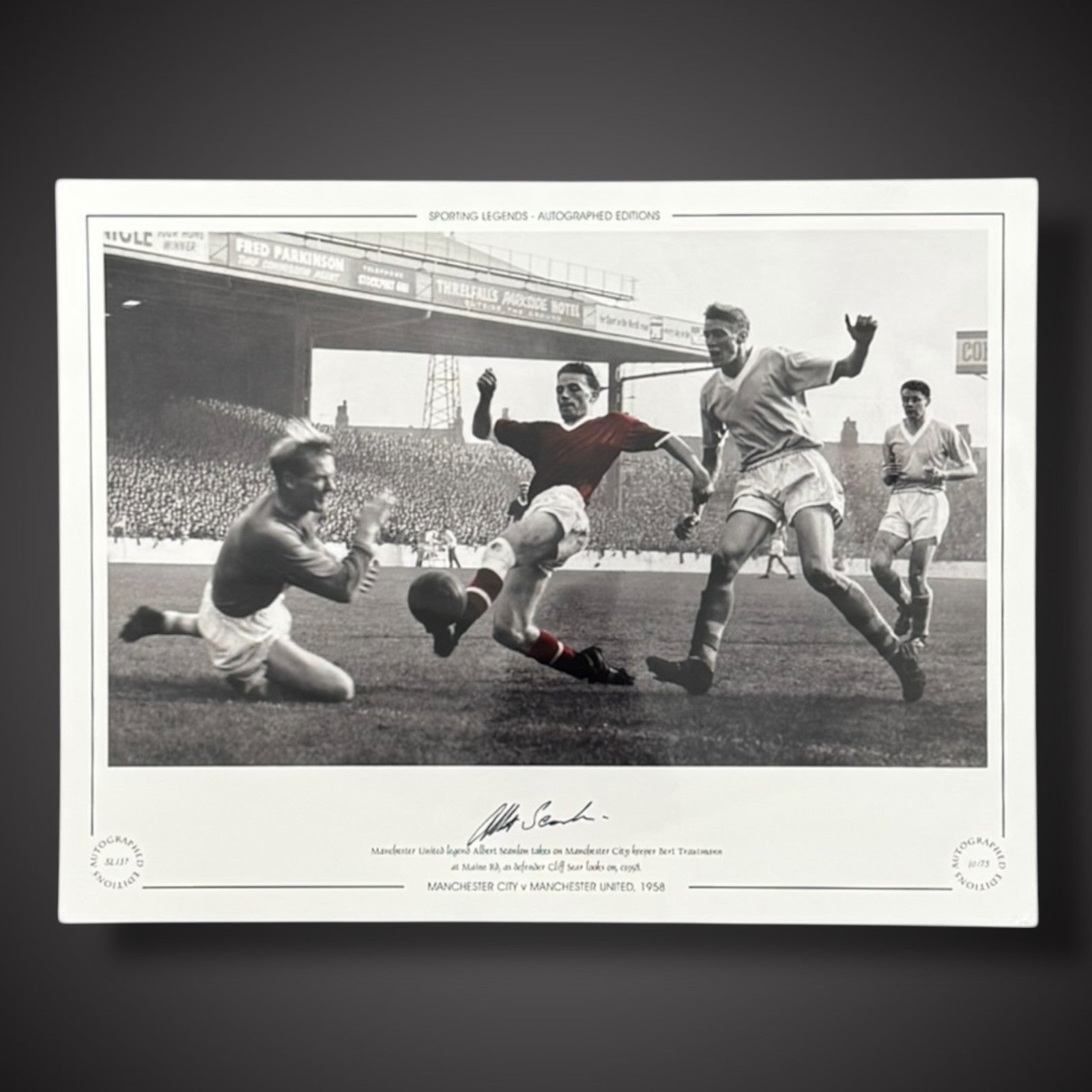 FRAMED Albert Scanlon Manchester City V Manchester United Signed Photo1