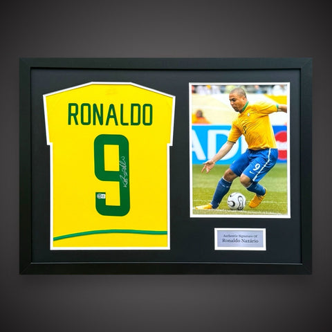 Ronaldo Nazario Hand Signed Framed Brazil Shirt With Photo £499 With Coa0