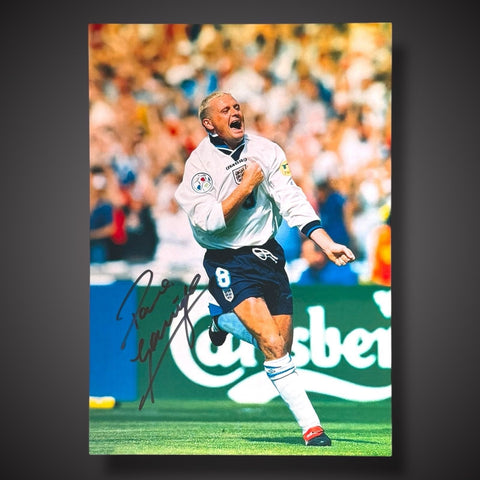 England - Paul Gascoigne Hand Signed Football Photograph £29.99 With COA 12X160