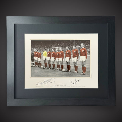 FRAMED Sir Geoff Hurst & Martin Peters Hand Signed 1966 World Cup Winners Photo0