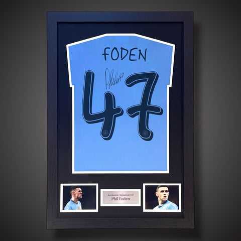 Manchester City Phil Foden Hand Signed Framed Football Shirt With COA £3250