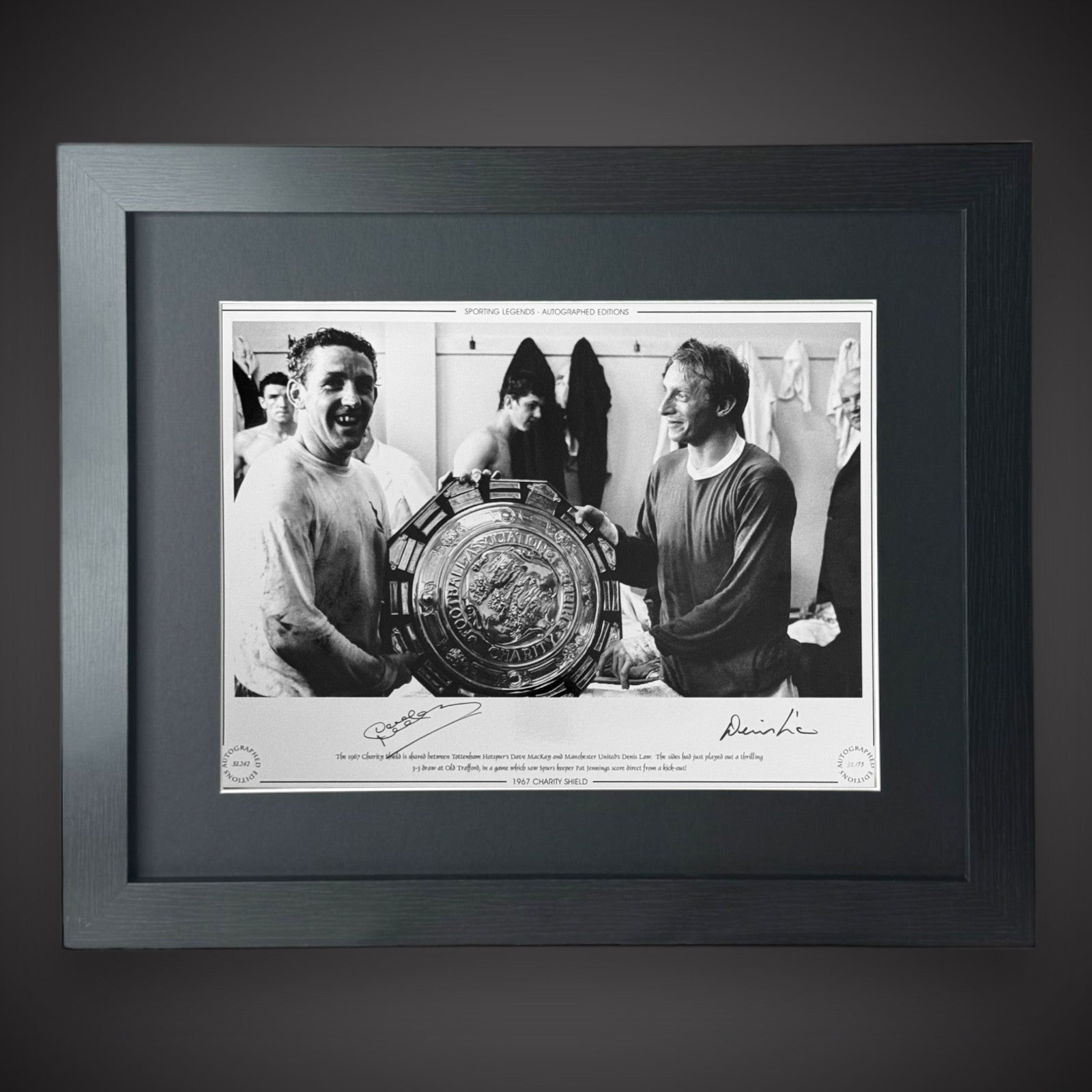 FRAMED Denis Law & Dave MacKay Superstars Of 60s Football Signed Photo £50 16X120