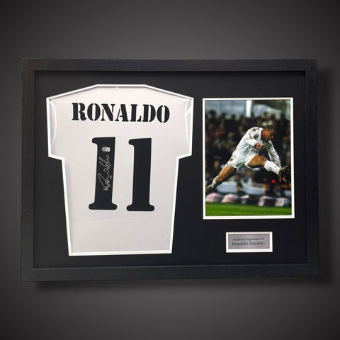 R9 Ronaldo Nazario Signed & Pano Framed Real Madrid Shirt-  Beckett £6990