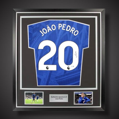 Joao Pedro Hand Signed And Deluxe Framed Chelsea Football Shirt With COA £3490