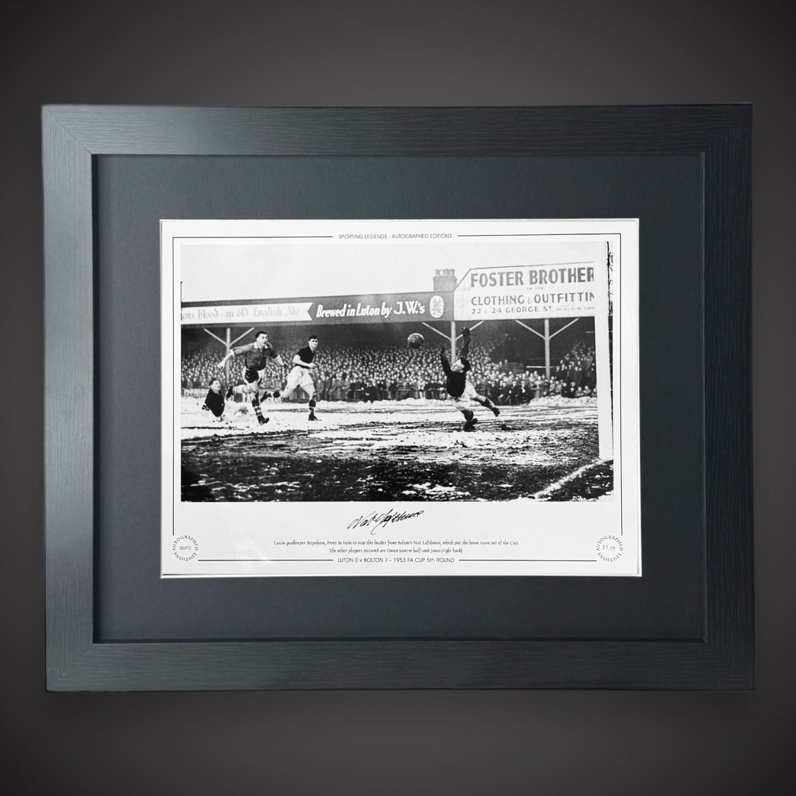 FRAMED Luton V Bolton - Nat Lofthouse Hand Signed Photo £450