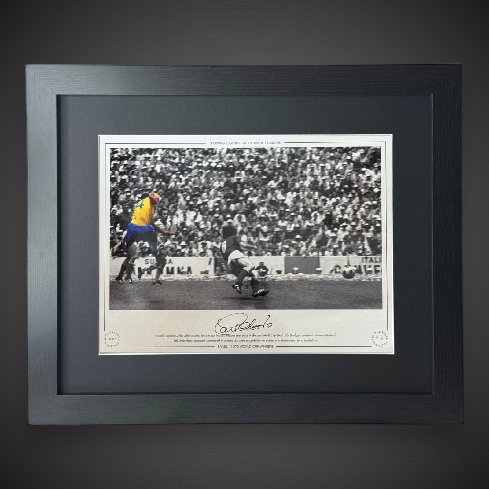 Framed Brazil 1970 World Cup Winners The Late Great Carlos Alberto Signed0