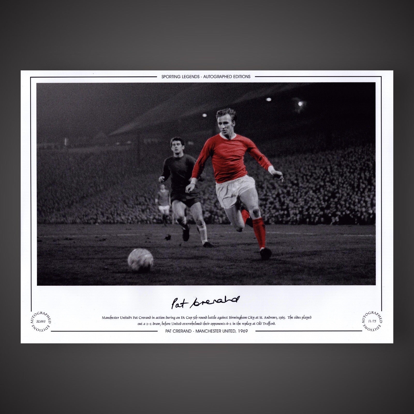 Pat Crerand Hand Signed Photo- Manchester United 1969 FA Cup £250