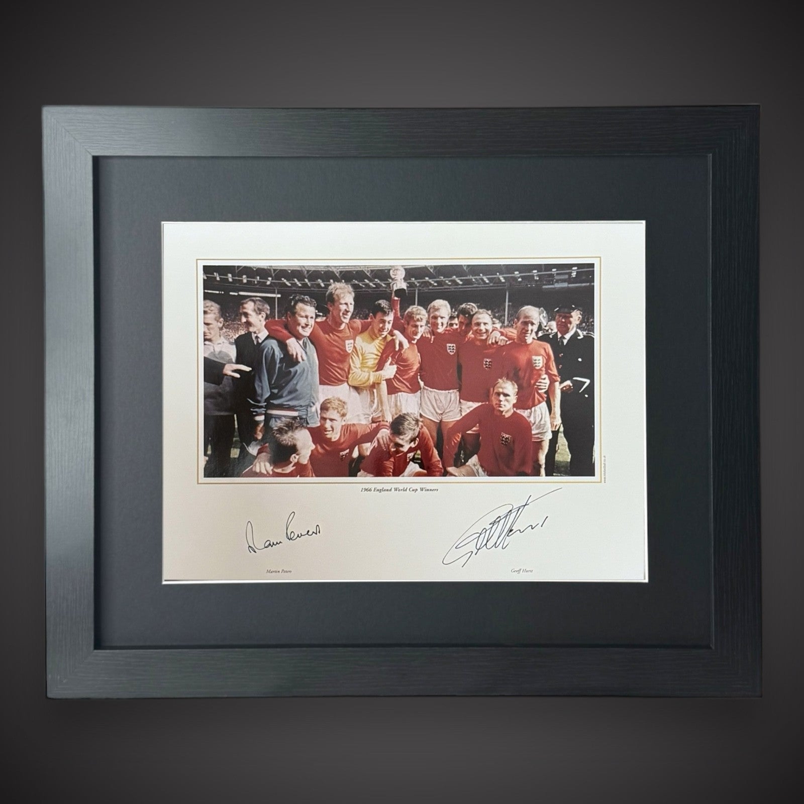 Framed Sir Geoff Hurst & Martin Peters Hand Signed 1966 World Cup Final Photo0