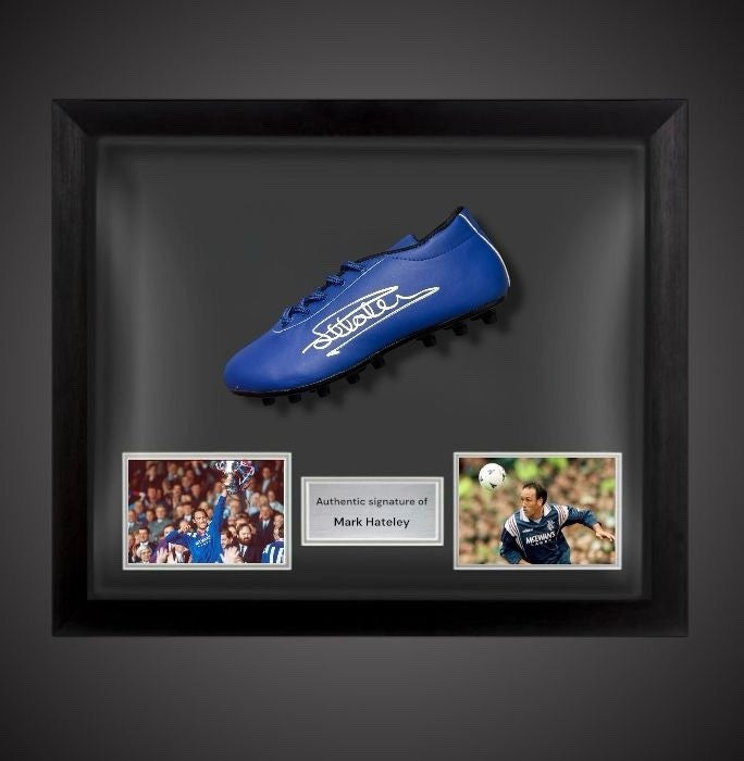 Mark Hateley Hand Signed Rangers Football Boot With COA In A Dome Frame £1750