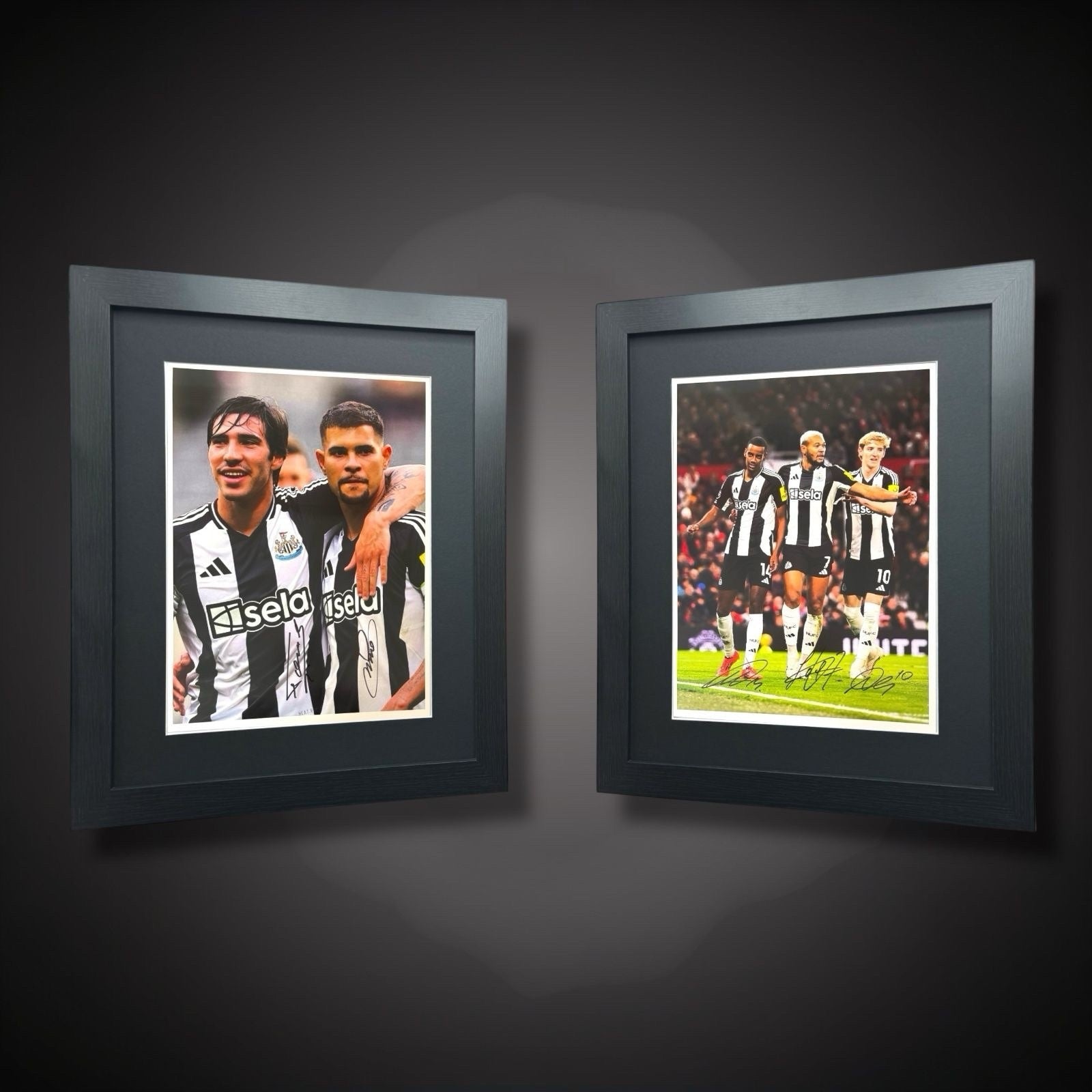 Newcastle- Isak,Joelinton, Bruno G, Tonali, Gordon Signed Framed Photos £3490