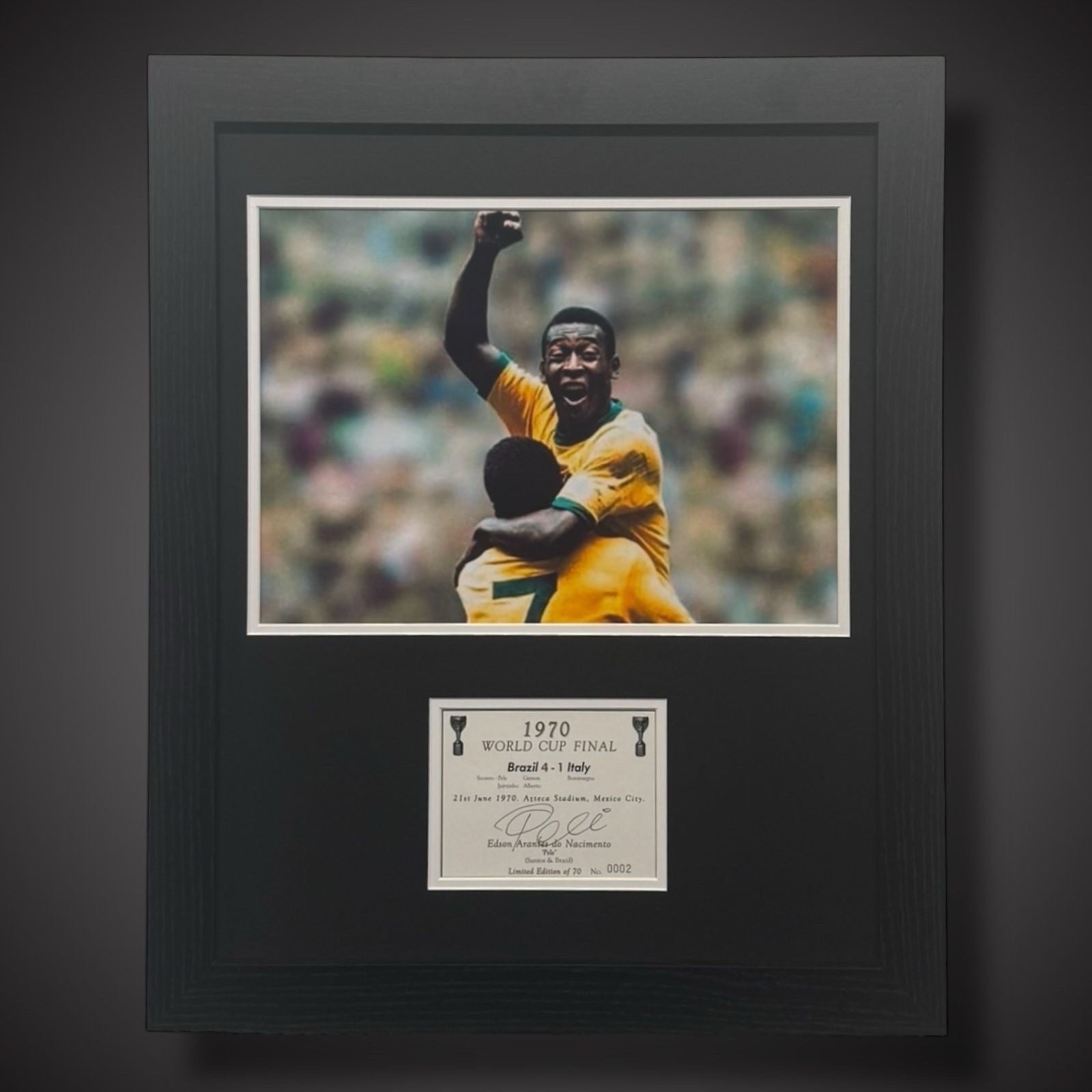 Pele Signed Superb Champagne Label 1970 Brazil Pano Framed With COA £3500
